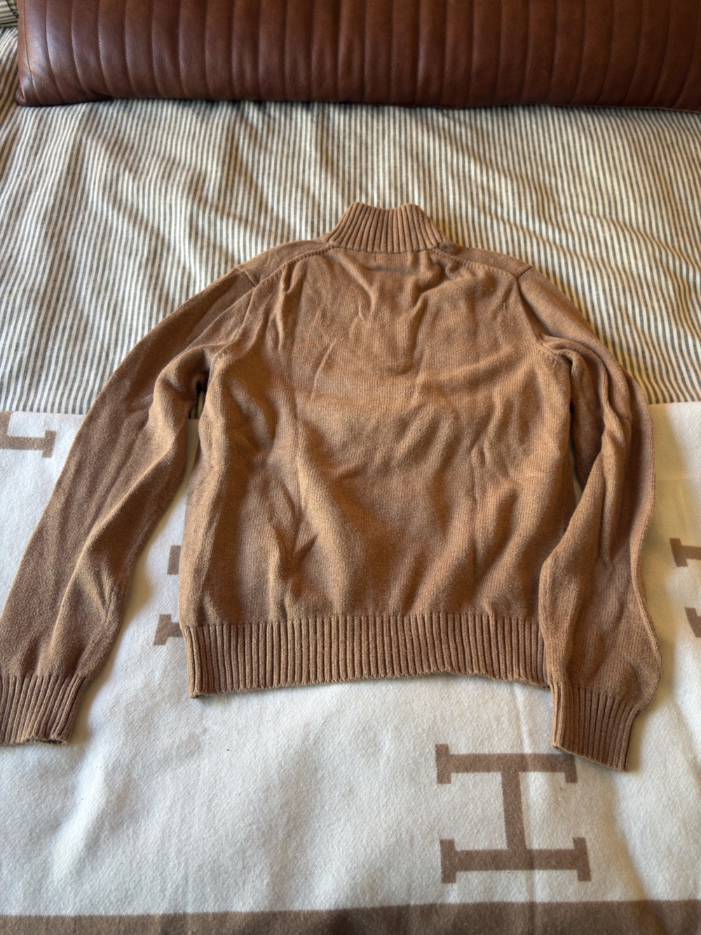 Polo by Ralph Lauren Camel Brown Half-Zip Turtleneck Sweater - Picture 2 of 3